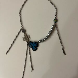 Diesel Silver and Blue Necklace with Unique Charms - Authentic- rare